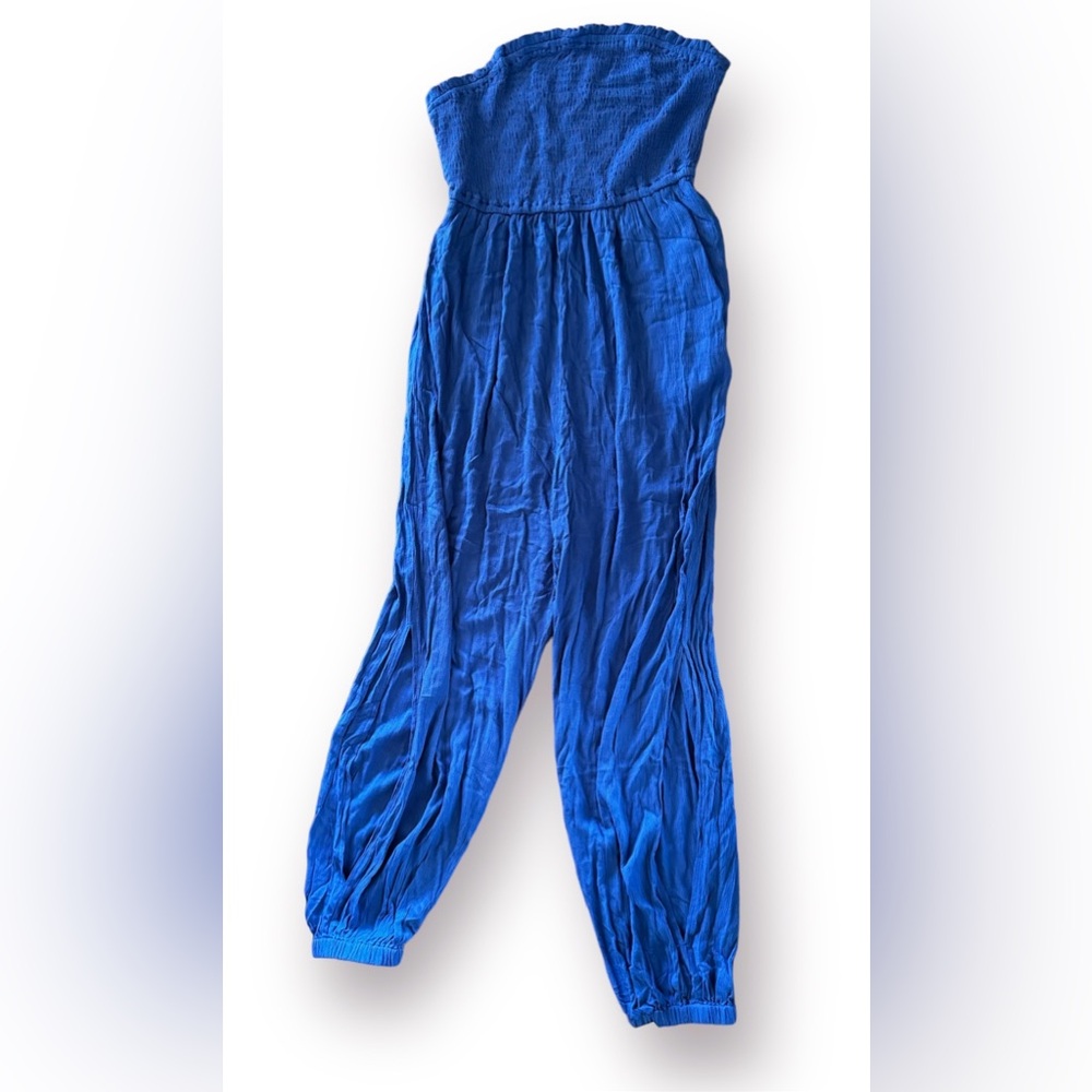 🛍️SALE🛍️ CUPSHE Blue Smocked Bodice Tube Top & Tapered Leg Jumpsuit - Picture 8 of 11